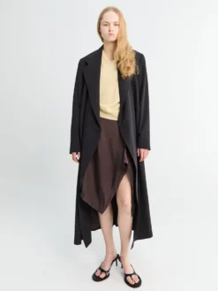 Plisseret Foulard Skirt i Glossy Brun