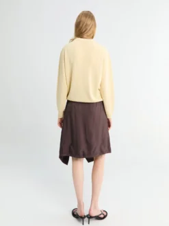 Plisseret Foulard Skirt i Glossy Brun