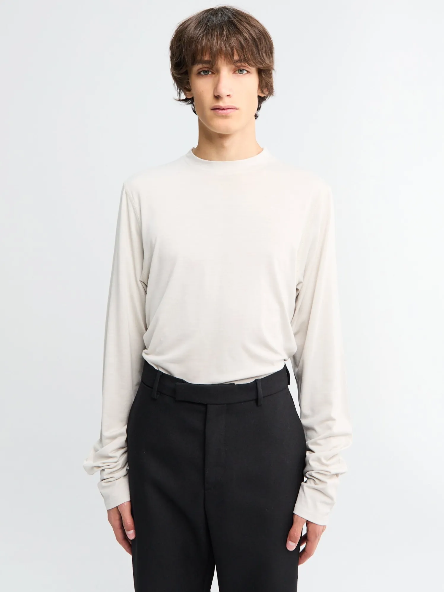 Polar Jersey Roundneck i Talc Jersey uld