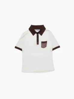 Polo Strik i Hvid og Brun