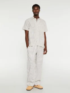 Poplin Pyjamas Kortærmet Skjorte i Hopper Stripes