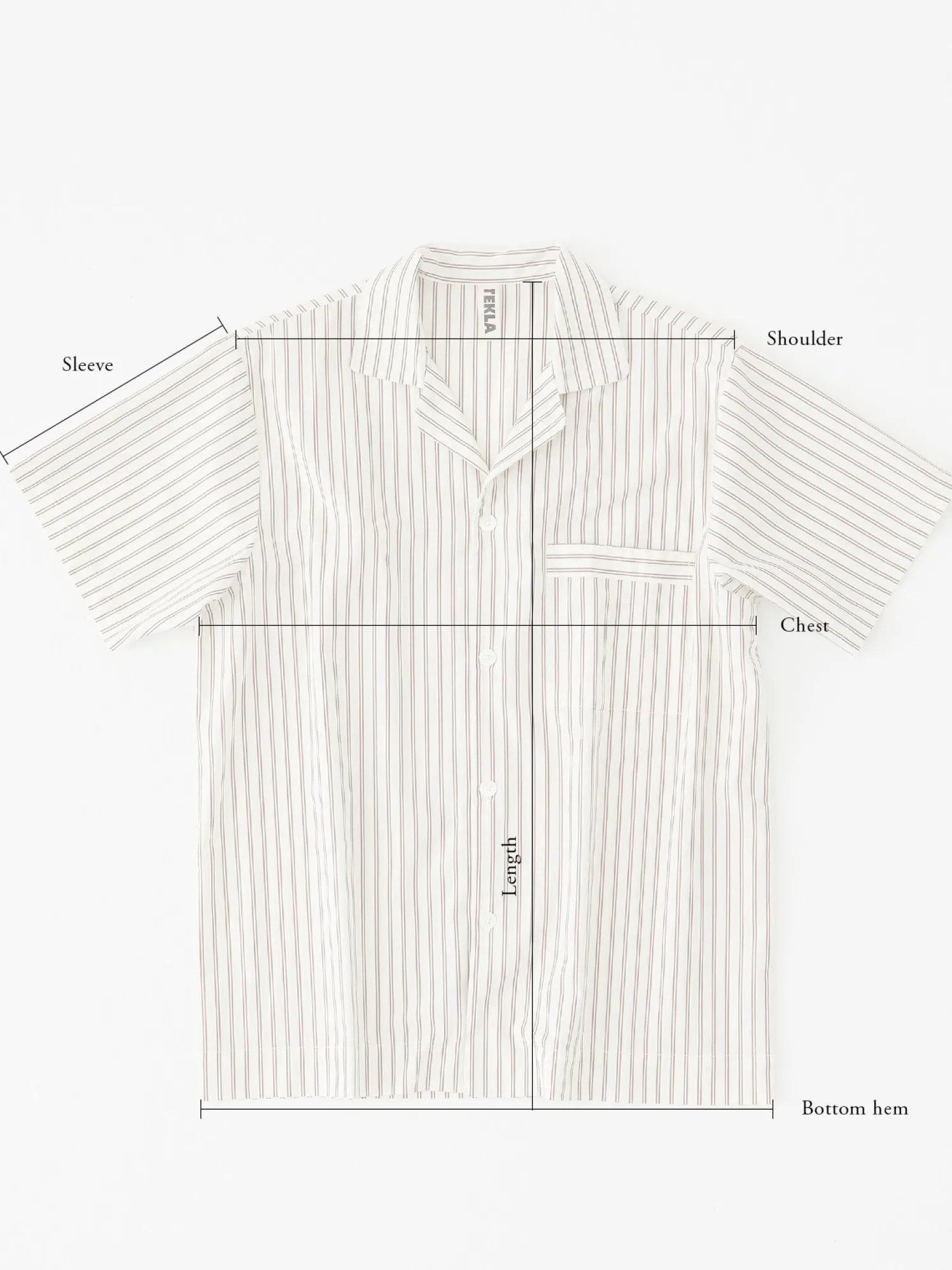 Poplin Pyjamas Kortærmet Skjorte i Shirt Blue