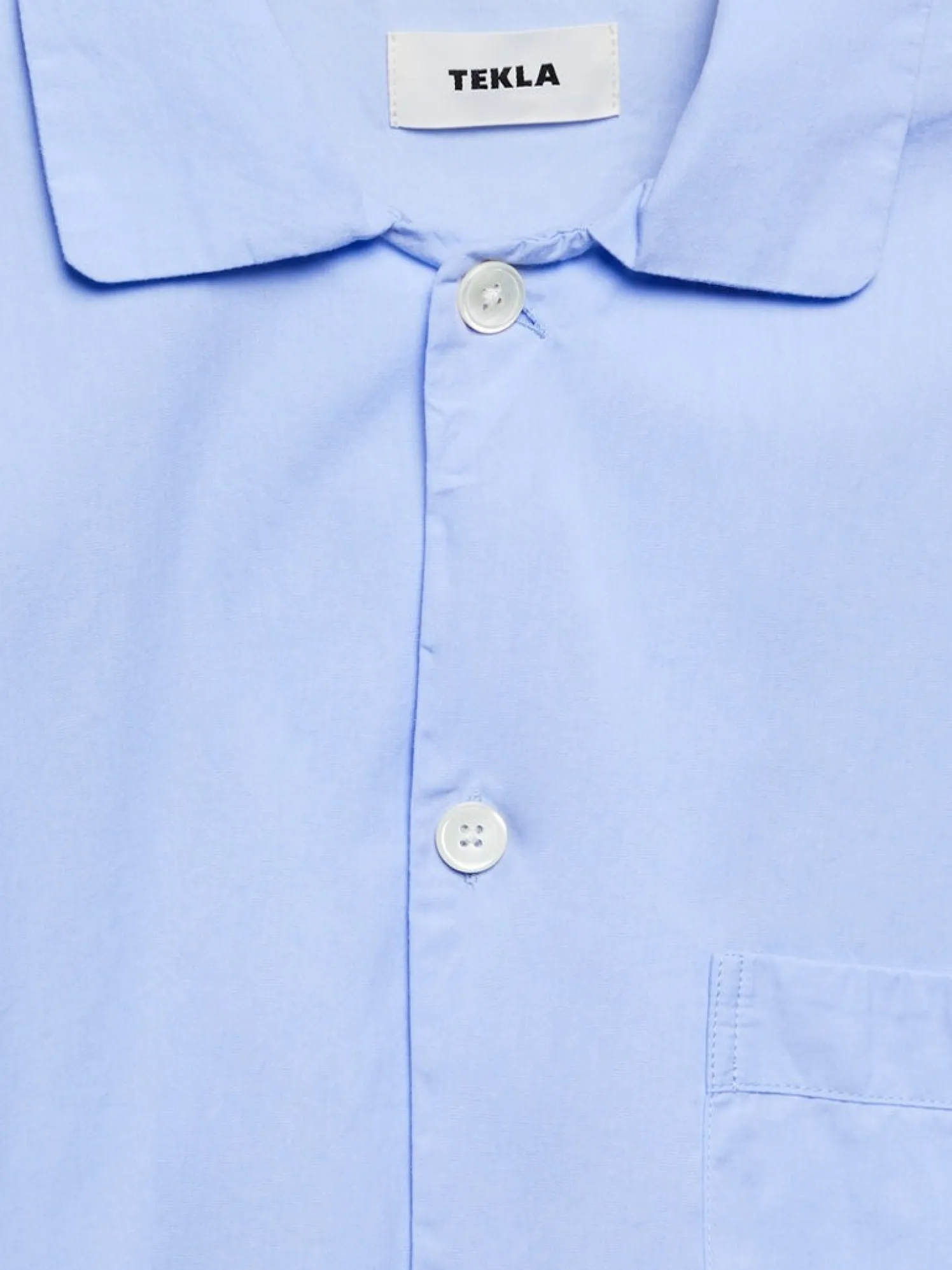 Poplin Pyjamas Kortærmet Skjorte i Shirt Blue