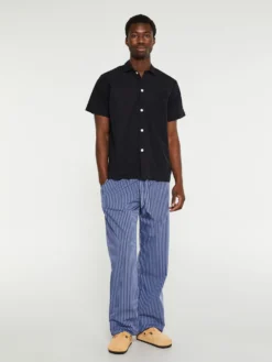 Poplin Pyjamas Kortærmet Skjorte i All Black