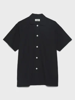 Poplin Pyjamas Kortærmet Skjorte i All Black