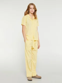 Poplin Pyjamas Kortærmet Skjorte i Lemonade