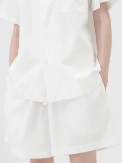Poplin Pyjamas Kortærmet Skjorte i Alabaster White