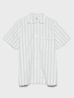 Poplin Pyjamas Kortærmet Skjorte i Needle Stripes