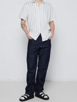 Poplin Pyjamas Kortærmet Skjorte i Needle Stripes