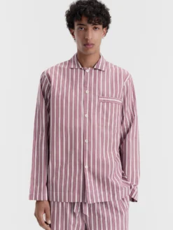 Poplin Pyjamas Long Shirt i Rhubarb Stripes