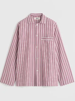 Poplin Pyjamas Long Shirt i Rhubarb Stripes