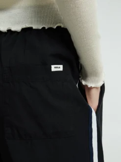 Poplin Pyjamas Pants Grosgrain Side Stripe i All Black