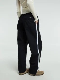 Poplin Pyjamas Pants Grosgrain Side Stripe i All Black