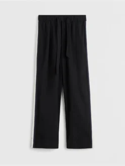 Poplin Pyjamas Pants Grosgrain Side Stripe i All Black