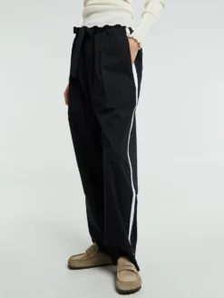 Poplin Pyjamas Pants Grosgrain Side Stripe i All Black