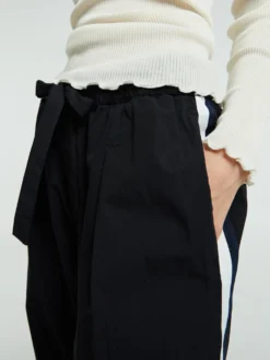 Poplin Pyjamas Pants Grosgrain Side Stripe i All Black