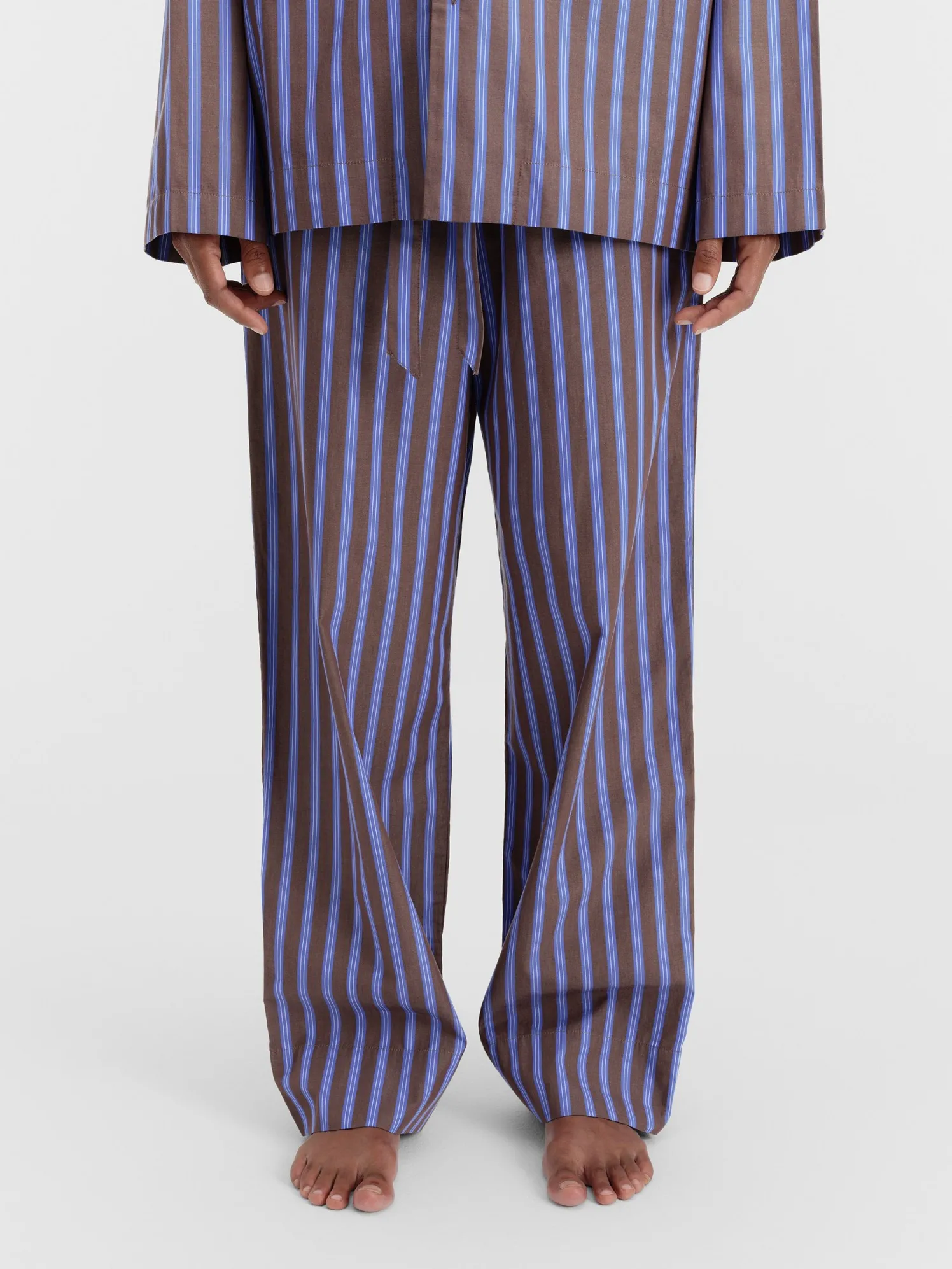 Poplin Pyjamas Pants in Chestnut Stripes