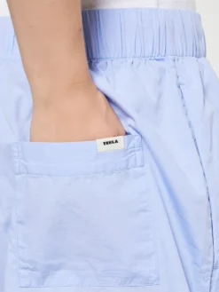 Poplin Pyjamas Shorts i Shirt Blue