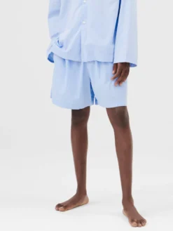 Poplin Pyjamas Shorts i Shirt Blue