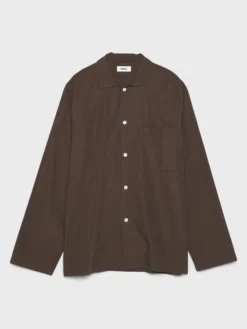 Poplin Pyjamas Skjorte i Coffee