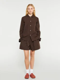 Poplin Pyjamas Skjorte i Coffee