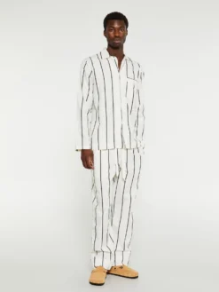 Poplin Pyjamas Skjorte i Shadow Stripes