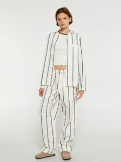 Poplin Pyjamas Skjorte i Shadow Stripes