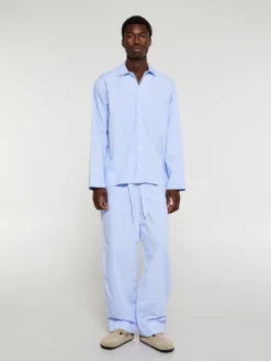 Poplin Pyjamas Skjorte i Shirt Blue