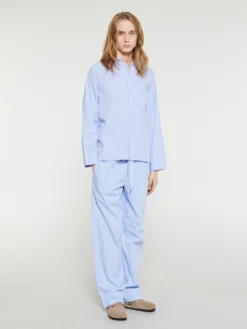 Poplin Pyjamas Skjorte i Shirt Blue