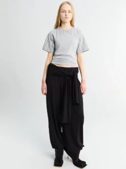 Prinnie T-Shirt med bindebånd i grå melange og blå striber