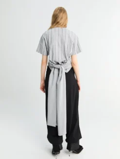 Prinnie T-Shirt med bindebånd i grå melange og blå striber