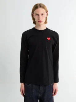 Red Heart Langærmet T-Shirt i Sort