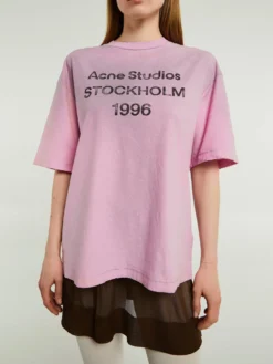 Relaxed Fit Logo T-Shirt i Cotton Candy Pink