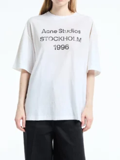 Relaxed Fit Logo T-Shirt i Dusty White