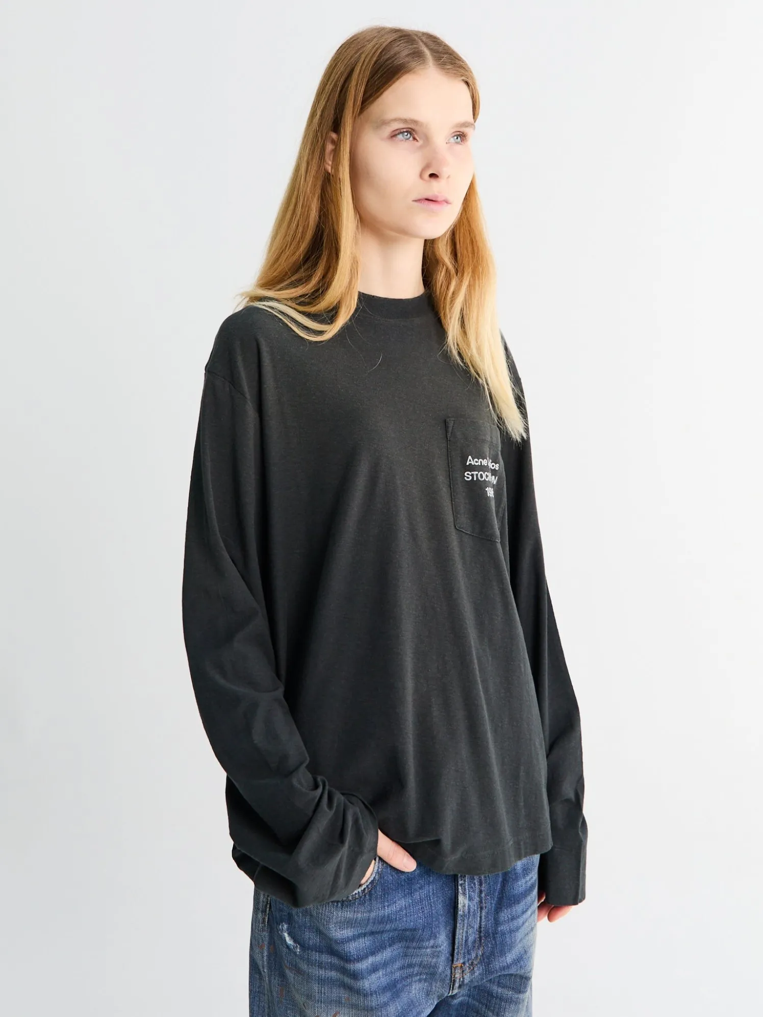 Relaxed Fit Logo T-Shirt i Faded Black