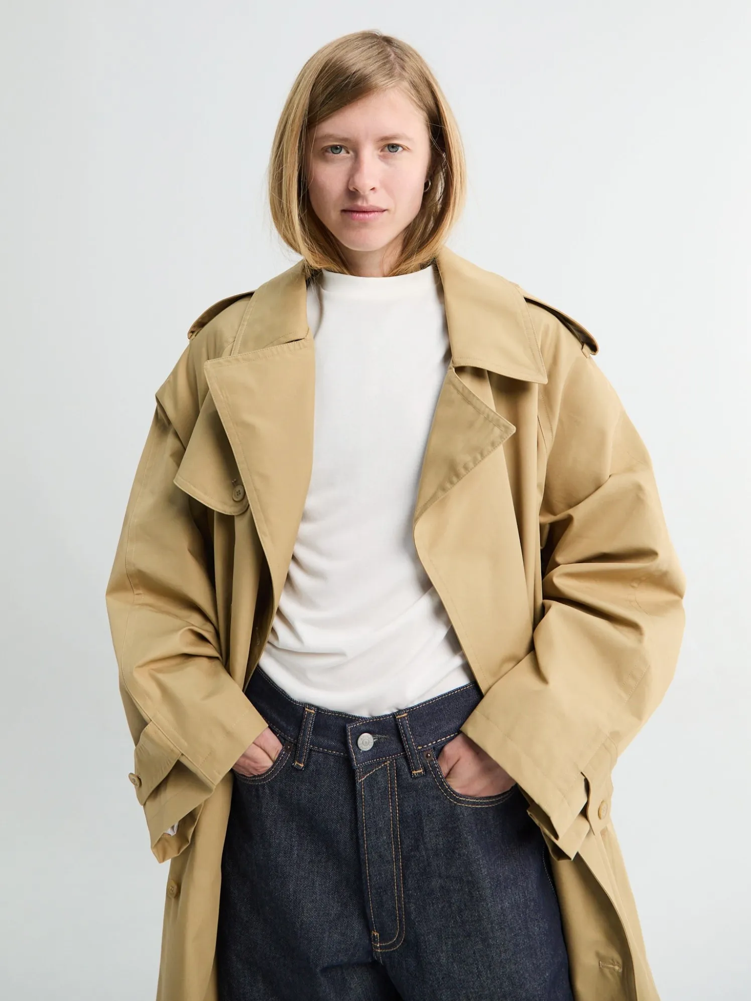 Riva Cotton Trench Coat i Camel