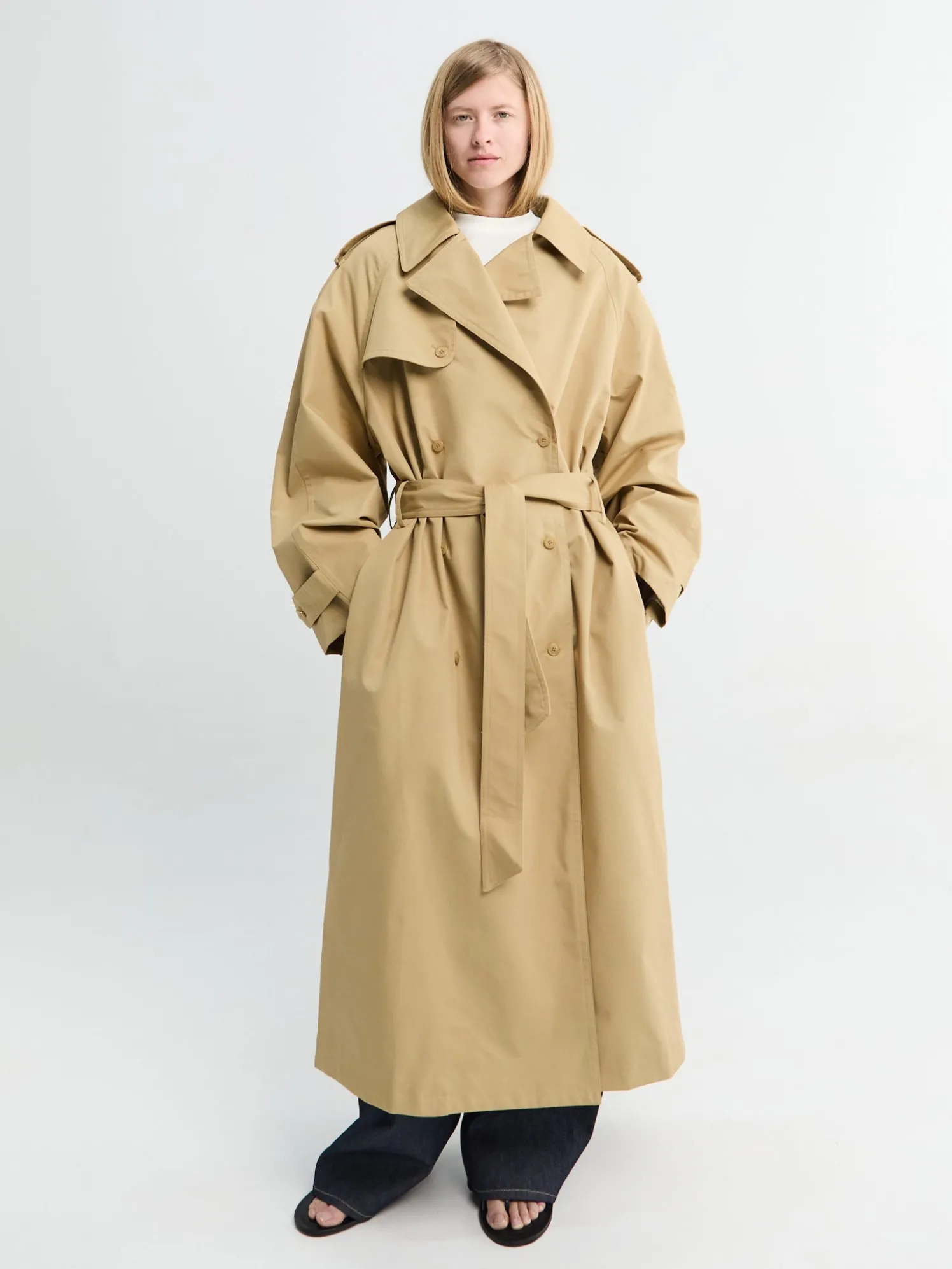 Riva Cotton Trench Coat i Camel