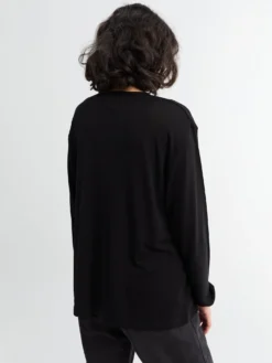 Rutas Jersey Henley Langærmet Top i Sort