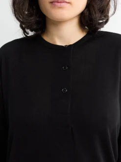 Rutas Jersey Henley Langærmet Top i Sort