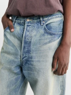 Selvedge Faded Heavy Denim Wide Pants i Faded Indigo