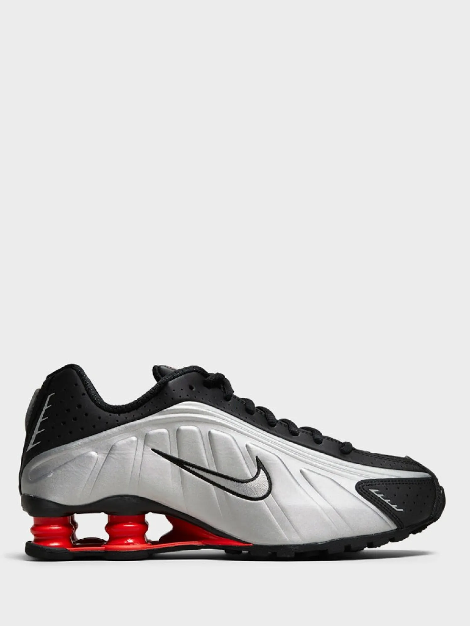 Shox R4 Sneakers i Black, Light Crimson og Metallic Silver