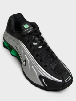 Shox R4 Sneakers in Metallic Silver, Metallic Silver og Black