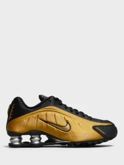 Shox R4 Sneakers i Sort og Metallic Gold