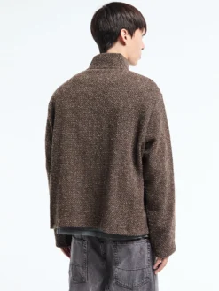 Shrunken Fullzip Polo i Brun Sparse Buckle Weave