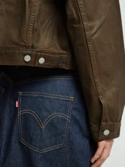 Shrunken 90s Coated Trucker Jakke i Pay Day Trucker Brown