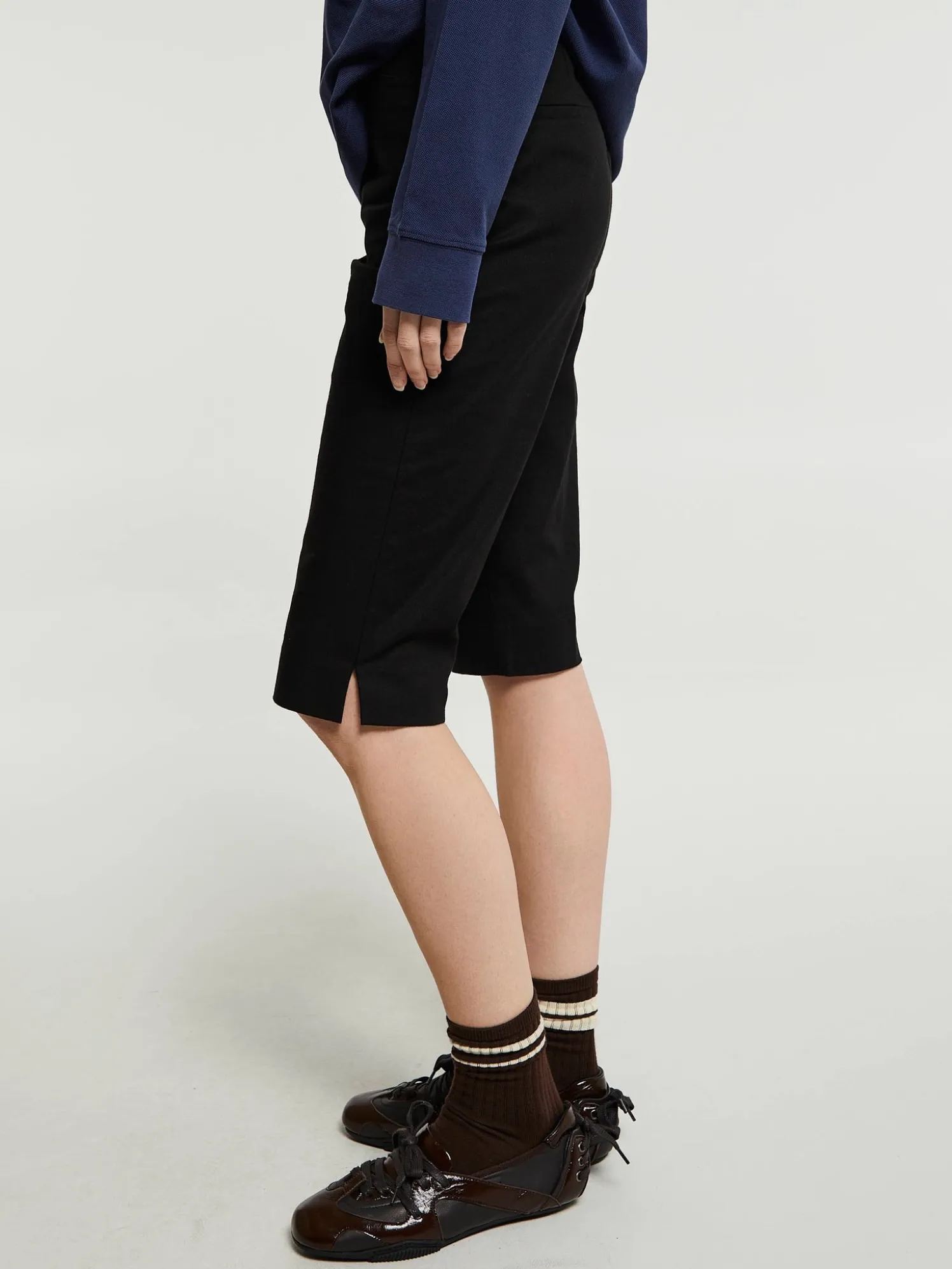 Slim Bermuda Shorts i Sort