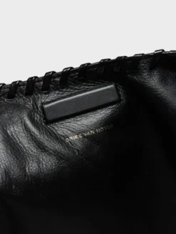 Stor Læder Tote Bag i Sort
