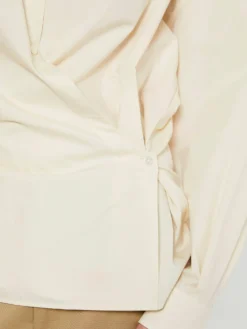Straight Collar Twisted Skjorte i Cream