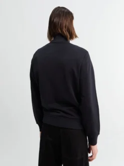 Stribet bomulds sweatshirt med lynlås i navy
