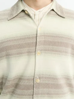 Strikket cardigan i bomuldssilke med gradient stribemønster i limegrå stribet